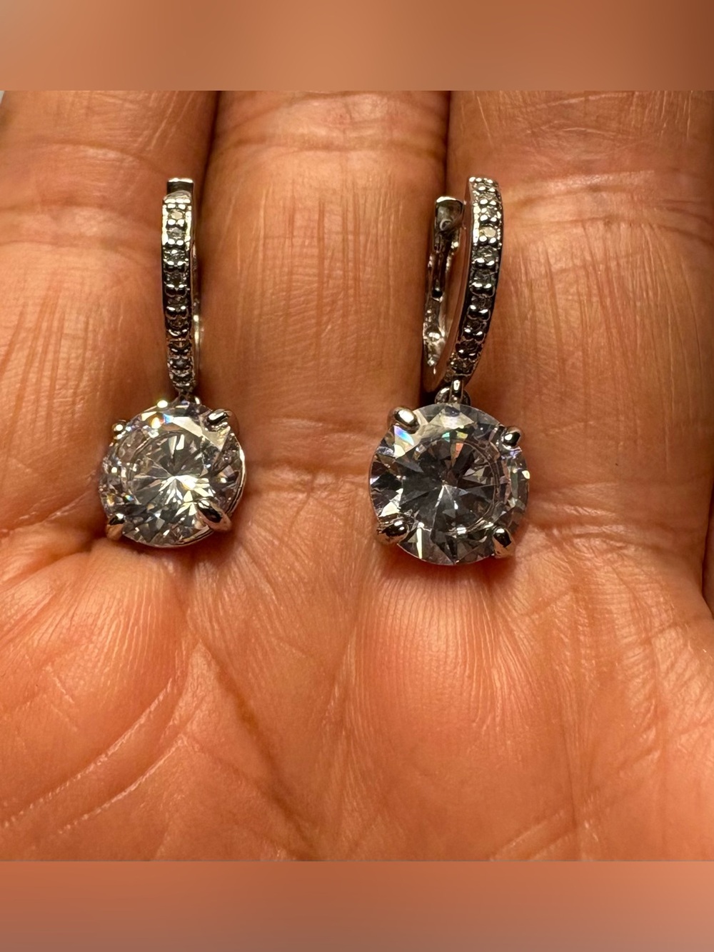 Kate Spade Silver-Tone Crystal Drop Hoop Earrings